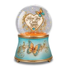 Here You Come Again Butterflies Musical Glitter Globe